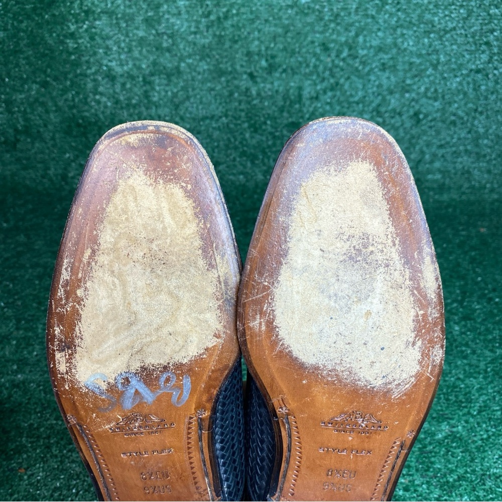 Bally Vintage Men’s 9.5 Black Woven Shoes Basket Weave Dress Shoes Made In Italy - Picture 7 of 11
